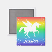 Rainbow Gradient and Unicoron Silhouette with Star Magnet (Vorderseite/Rückseite)