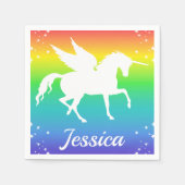 Rainbow Gradient and Unicoron Silhouette with Star Serviette (Vorderseite)