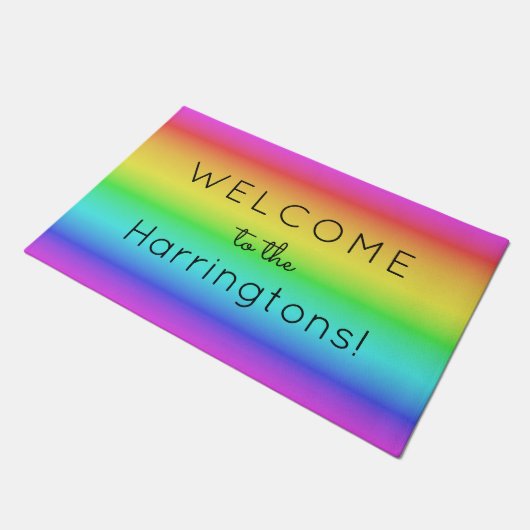 Rainbow Gradient benutzerdefinierte Texttürmatten Fußmatte (Schrägansicht)