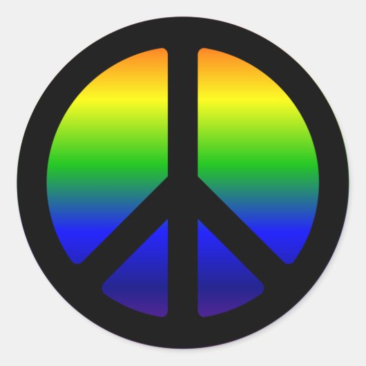 Rainbow Gradient Black Peace Symbol Runder Aufkleber (Vorderseite)