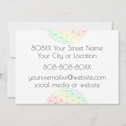 Rainbow Gradient Blume of Life Einladung (Rückseite)