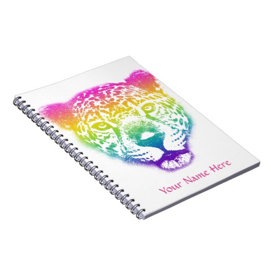 Rainbow Gradient Cheetah Face Personalisiert Notizblock (Rechte Seite)