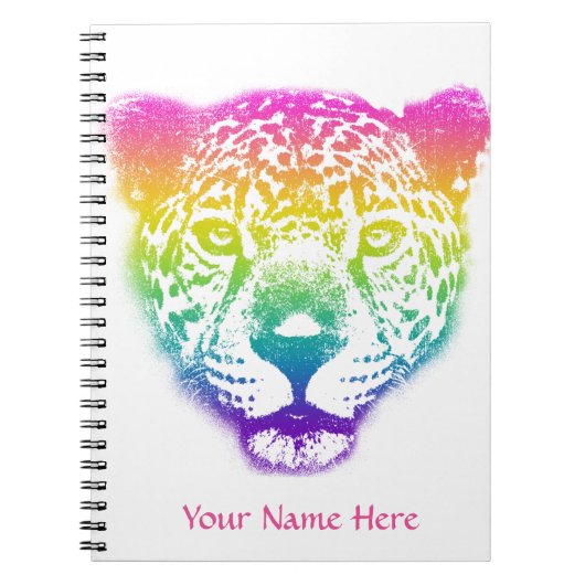 Rainbow Gradient Cheetah Face Personalisiert Notizblock (Vorderseite)
