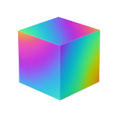 Rainbow Gradient Cube Würfel (Rückseite Schrägansicht)