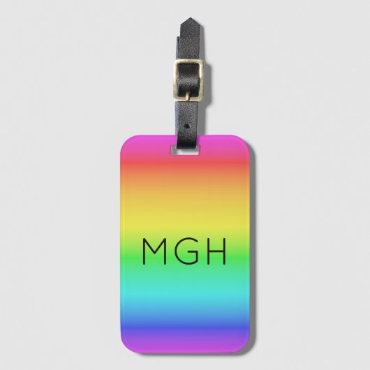 Rainbow Gradient custom monogram Gepäckanhänger (Vorderseite Vertikal)