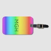 Rainbow Gradient custom monogram Gepäckanhänger (Vorderseite (Horizontal))