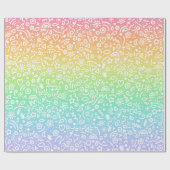 Rainbow Gradient Doodles Wrapping Paper Geschenkpapier (Flach)