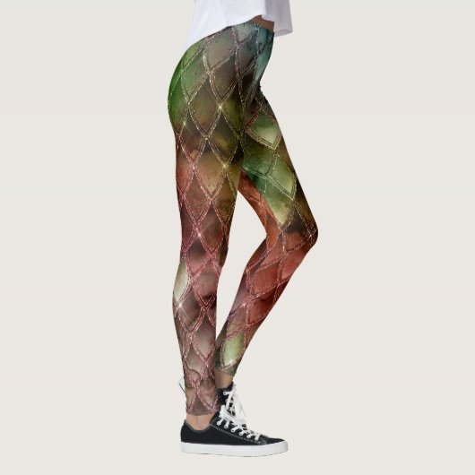Rainbow Gradient Dragon Scales Leggings (Rechts)