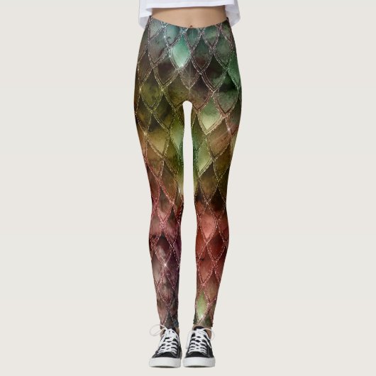 Rainbow Gradient Dragon Scales Leggings (Vorderseite)