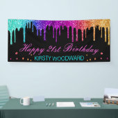 Rainbow Gradient Driving Glitzer Birthday Banner (Messe)