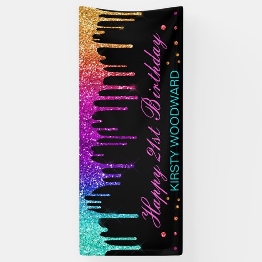 Rainbow Gradient Driving Glitzer Birthday Banner (Vertikal)