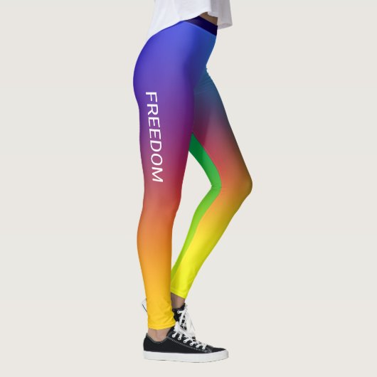 Rainbow-Gradient, Freedom, Monogramm Personalisier Leggings (Rechts)