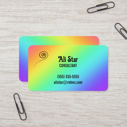 Rainbow Gradient Fun Business Cards Visitenkarte (Vorderseite/Rückseite Beispiel)