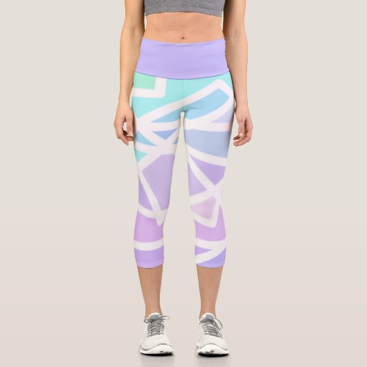 Rainbow Gradient Geometric Capri Leggings (Vorderseite)