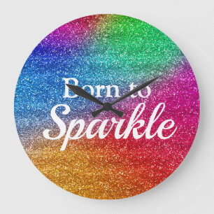 Rainbow Gradient Glitzer Geboren zu Sparkle Große Wanduhr