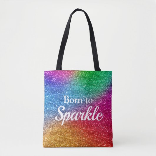 Rainbow Gradient Glitzer Geboren zu Sparkle Tasche (Vorderseite)