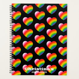 Rainbow Gradient Hearts Pattern Planer