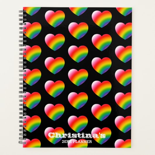 Rainbow Gradient Hearts Pattern Planer (Vorderseite)