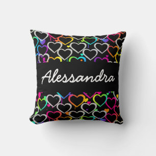 Rainbow Gradient Hearts Pillow Glitzer Girens Kissen