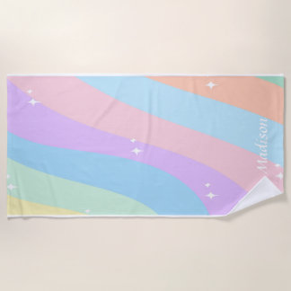 Rainbow Gradient Individuelle Name | Moderner Stil Strandtuch