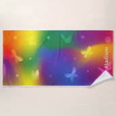 Rainbow Gradient Individuelle Name | Moderner Stil Strandtuch (Vorderseite)