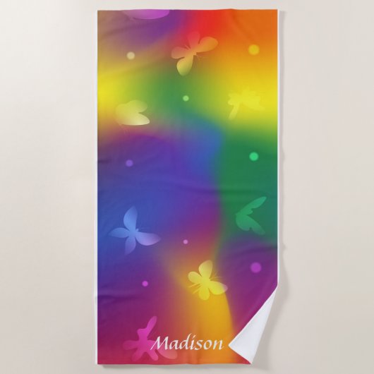 Rainbow Gradient Individuelle Name | Moderner Stil Strandtuch (Vorderseite)