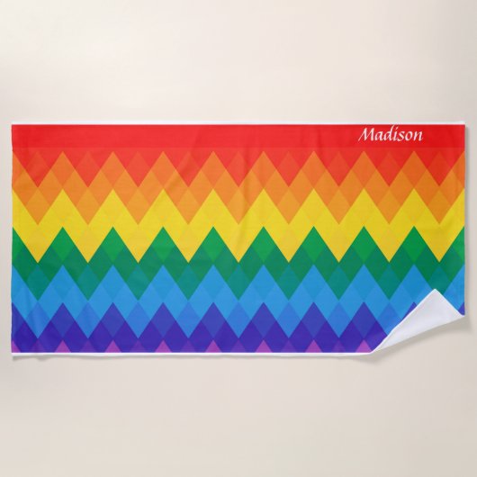 Rainbow Gradient Individuelle Name | Moderner Stil Strandtuch (Vorderseite)