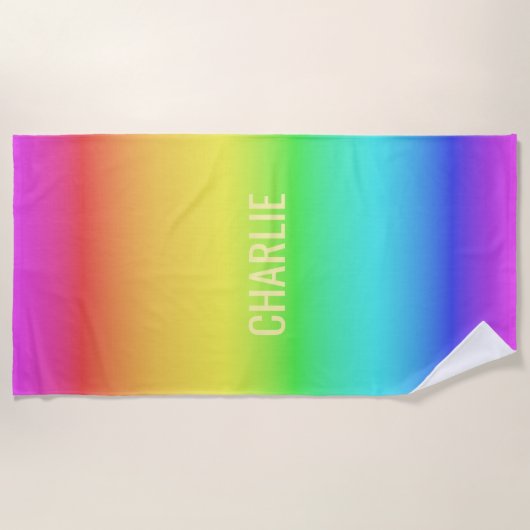 Rainbow Gradient individuelle Name Strandtuch (Vorderseite)