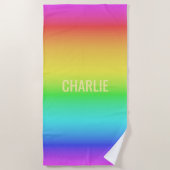 Rainbow Gradient individuelle Name Strandtuch (Vorderseite)