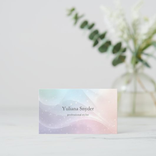 Rainbow Gradient Invitation | Elegant Pastel Spark Visitenkarte (Stehend Vorderseite)
