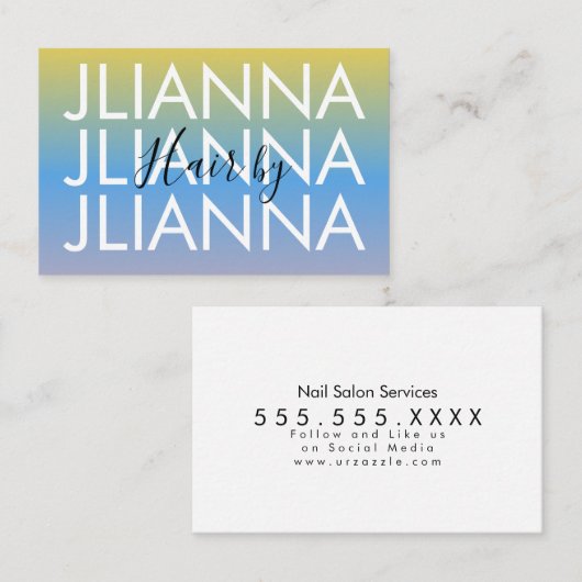 Rainbow Gradient Makeup Salon Nails Eyelashes Visitenkarte (Vorne/Hinten)