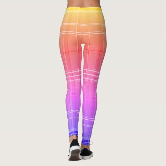 Rainbow Gradient Modern Plaid Tartan Pattern Leggings (Rückseite)