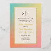 Rainbow Gradient Moderne Hochzeit Folieneinladung (Vorderseite)