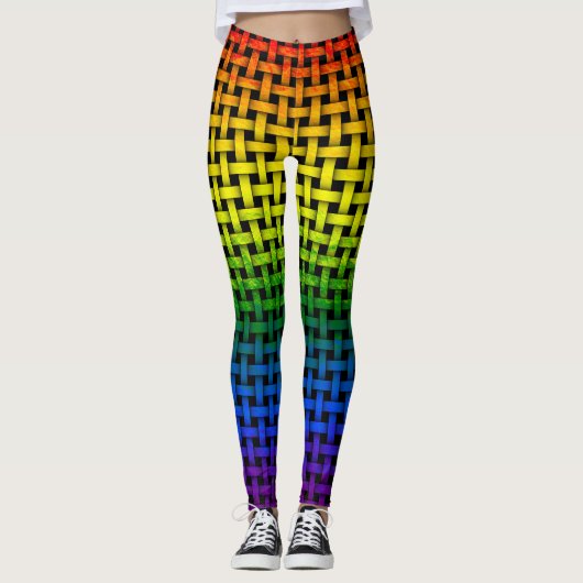 Rainbow Gradient Painted Weave Muster Leggings (Vorderseite)