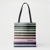 Rainbow Gradient Pastell Streifen Personalisiert Tasche (Vorderseite)