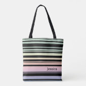 Rainbow Gradient Pastell Streifen Personalisiert Tasche (Rückseite)