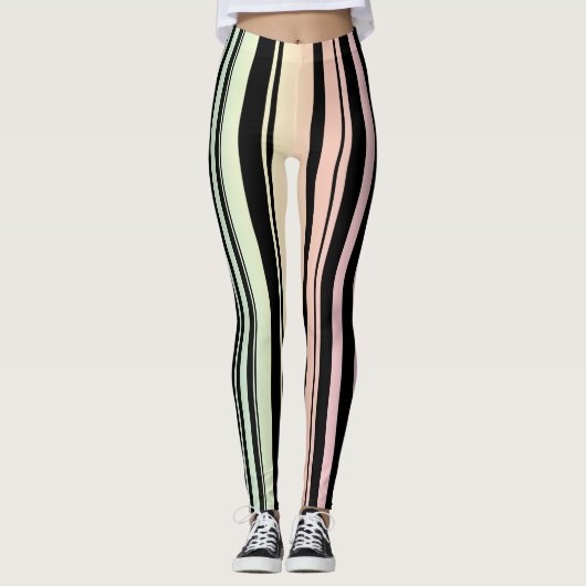 Rainbow Gradient Pastell Stripes Leggings (Vorderseite)