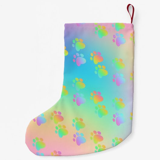 Rainbow Gradient Paw Prints Kleiner Weihnachtsstrumpf (Rückseite)
