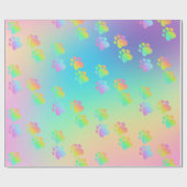 Rainbow Gradient Paw Prints Wrapping Paper Geschenkpapier (Flach)