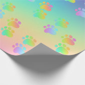 Rainbow Gradient Paw Prints Wrapping Paper Geschenkpapier (Ecke)