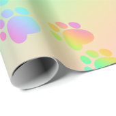 Rainbow Gradient Paw Prints Wrapping Paper Geschenkpapier (Rolleneckpunkt)