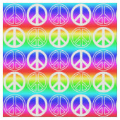Rainbow Gradient Peace Sign und Konturen Muster Stoff (Nahaufnahme)