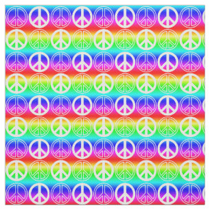 Rainbow Gradient Peace Sign und Konturen Muster Stoff