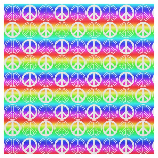 Rainbow Gradient Peace Sign und Konturen Muster Stoff (Muster)