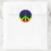 Rainbow Gradient Peace Symbol auf schwarz Runder Aufkleber (Tasche)