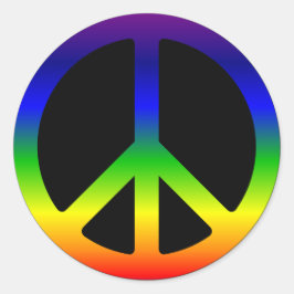 Rainbow Gradient Peace Symbol auf schwarz Runder Aufkleber
