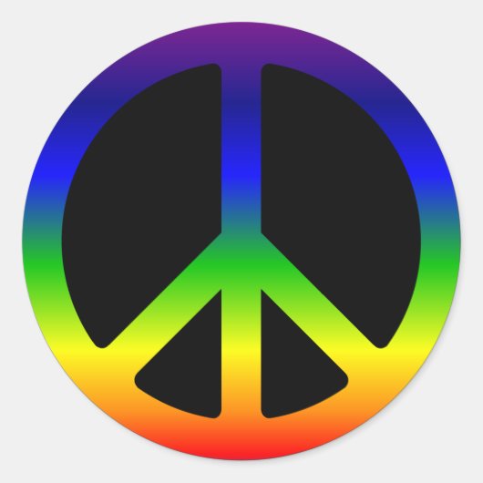 Rainbow Gradient Peace Symbol auf schwarz Runder Aufkleber (Vorderseite)