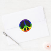 Rainbow Gradient Peace Symbol auf schwarz Runder Aufkleber (Umschlag)