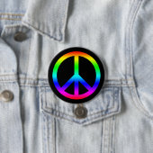 Rainbow Gradient Peace Symbol Sign On Black Button (Beispiel)