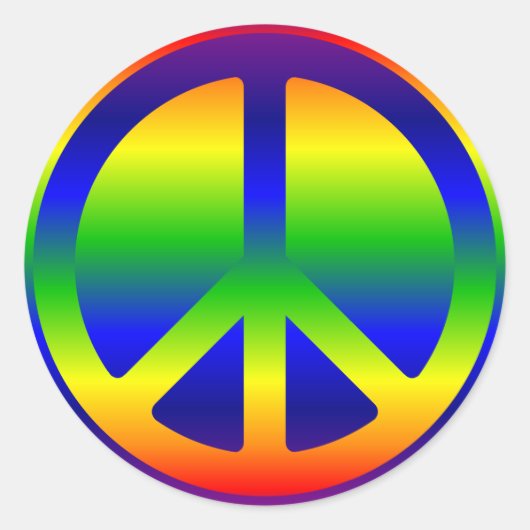 Rainbow Gradient Peace Symbol und Blackground Runder Aufkleber (Vorderseite)